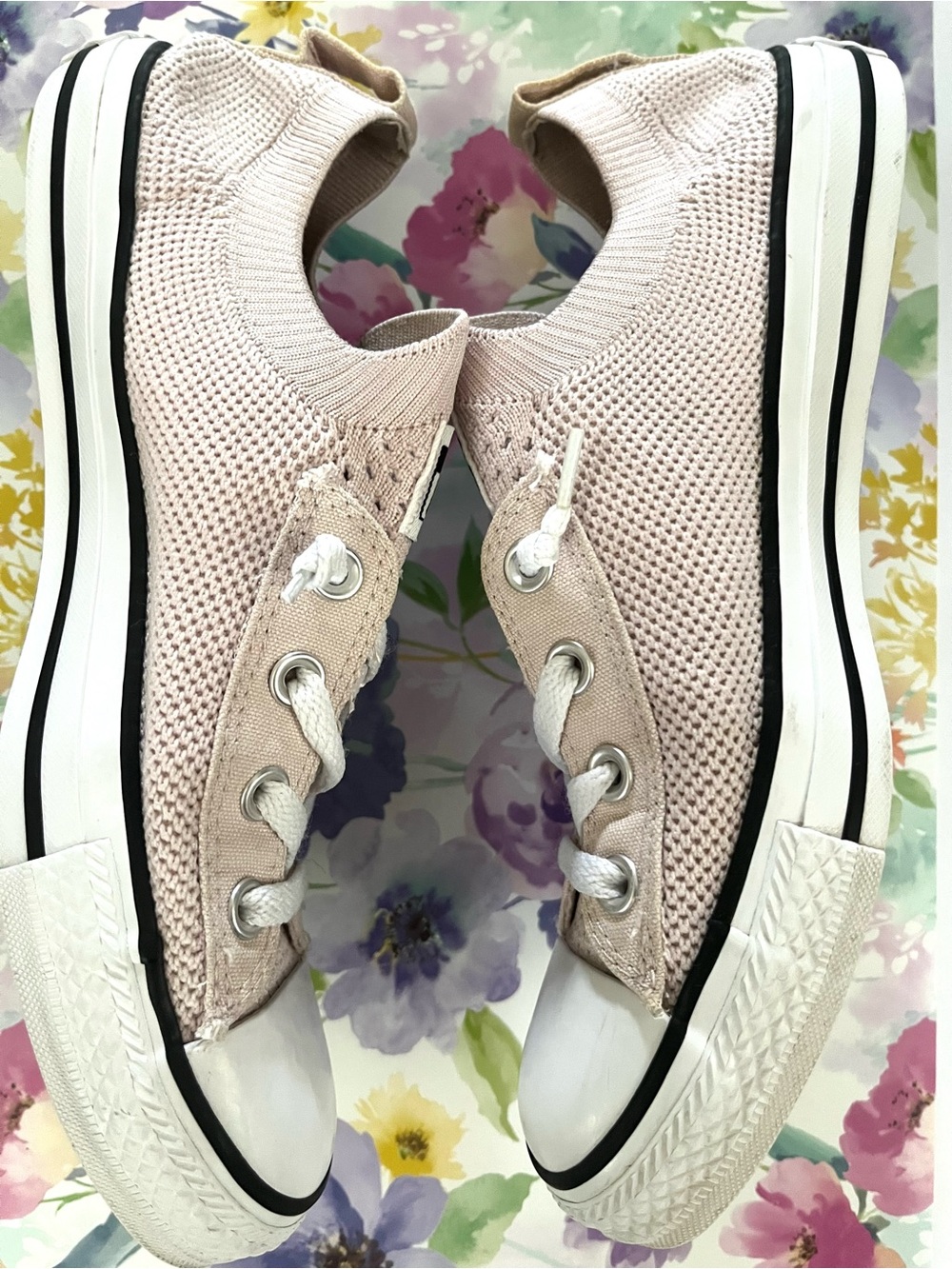 Converse Knit Low Top Sneakers - Light Pink and White - Picture 3 of 6